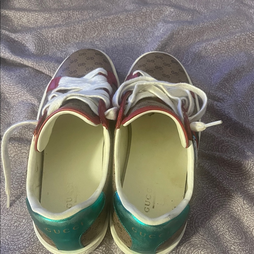 Gucci Red and Teal Lace-Up Sneakers